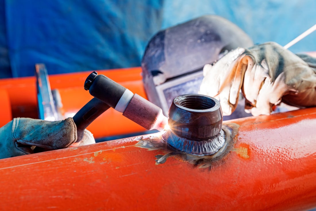 The weldolet welding to the pipe with gtaw, tig or argon process.